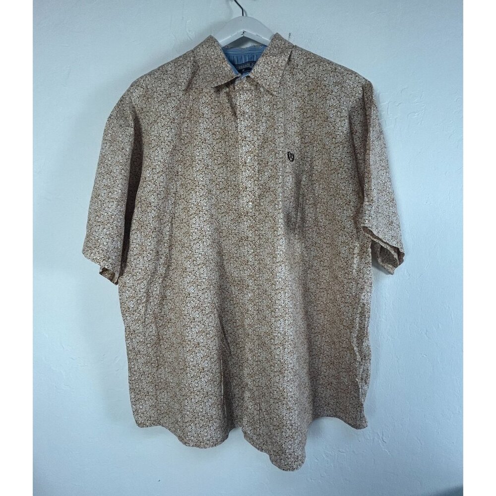 Panhandle Slim Mens XL Paisley Short Sleeve Button-Up Shirt 100% Cotton Brown